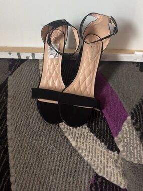 Ankle-Strap Black Open-Toe Heels